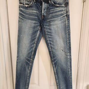 Moussy Women's Blue Distressed Ankle Jeans